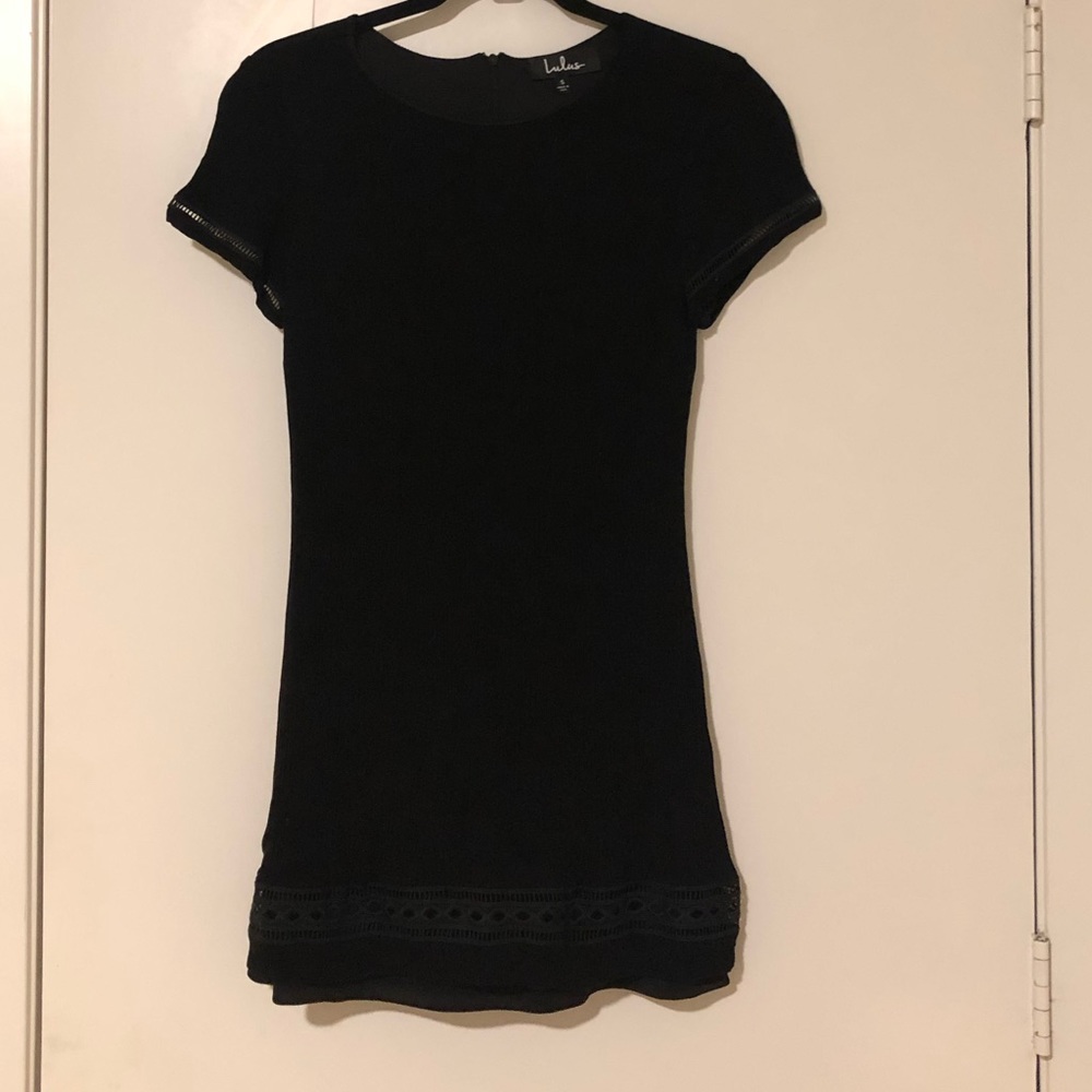 Lulu’s Black Dress with Crochet Accents - Small